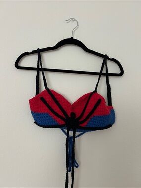 Women’s Crochet Spiderman Top - Red & Blue